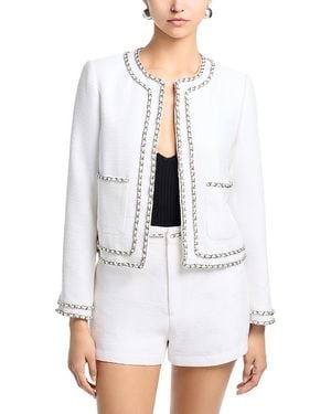 Aqua Chain Trim Tweed Jacket - White