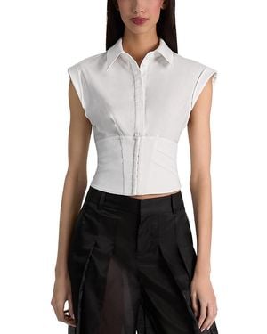 Alice + Olivia Kim Paneled Corset Fitted Top - White