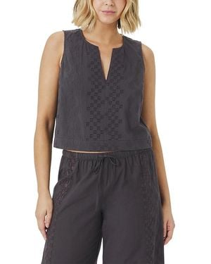 Splendid Kenzie Geo Eyelet Tank Top - Blue