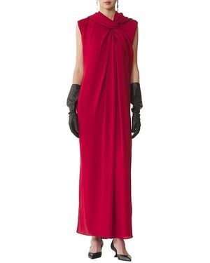 Lanvin Long Knotted Satin Dress - Red