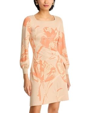 Misook Floral Print A Line Burnout Knit Dress - Orange