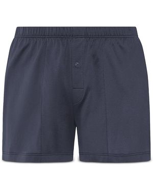 Hanro Cotton Sporty Button Fly Boxers - Blue