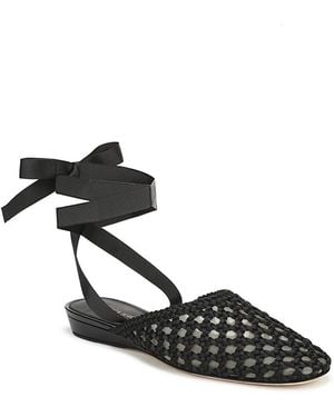 Veronica Beard Malia Ankle Tie Flats - Black