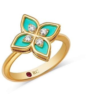 Roberto Coin 18K Venetian Princess Enamel & Diamond Flower Ring - Blue