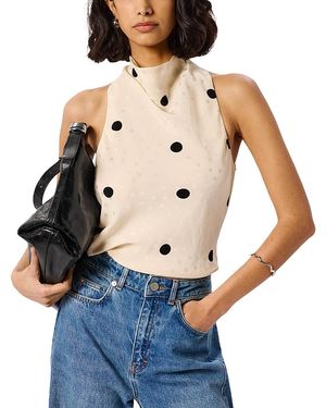 Whistles Jacquard Satin Top - Blue