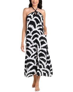 La Blanca Woven Shadows Halter Cover Up Maxi Dress - White