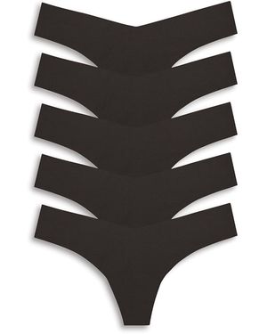Commando Raw Cut Thong, Pack Of 5 - Black