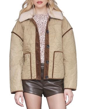 Avec Les Filles Contrast Trim Quilted Jacket - Brown