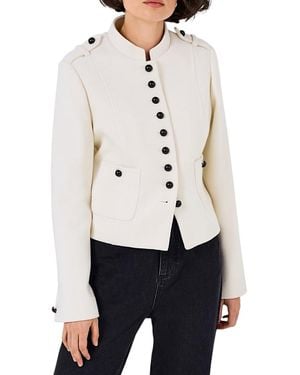 Mint Velvet Wool Blend Military Jacket - White