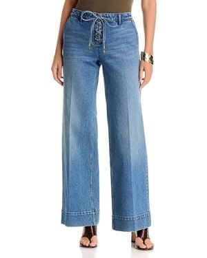 Michael Kors Cotton Stretch High Rise Flare Jeans - Blue