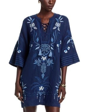 Johnny Was Paulinna Tie Front Kimono Dress - Blue