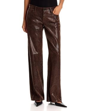 FRAME The Leather Low Rise Bootcut Jeans - Brown