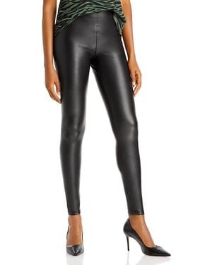 Aqua Faux Leather High Waist Leggings - Black