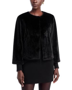 Tahari Faux Fur Knit Cuff Jacket - Black