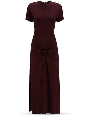 Victoria Beckham Gathered Waist Midi T-Shirt Dress - Purple