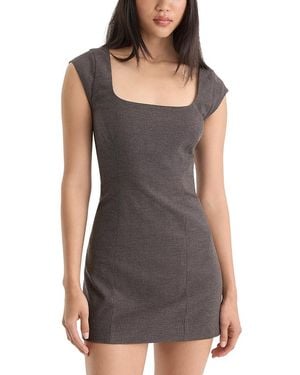 GOOD AMERICAN The Cap Sleeve Square Neck Mini Dress - Gray