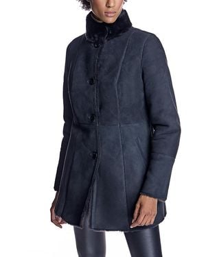 Maximilian Shearling Jacket With Stand Collar - Blue
