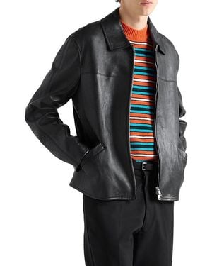 Prada Nappa Leather Blouson Jacket - Black