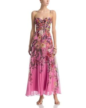 Aqua Pleated Floral Guest Of Dress - Pink
