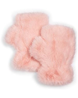 Aqua Faux Fur Fingerless Gloves - Pink