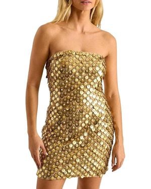 Nasty Gal Layered Disc Bandeau Mini Dress - Yellow