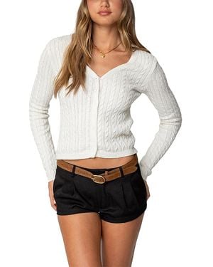 Edikted Odelia Cable Knit Cardigan - White