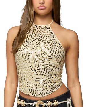 Edikted Ilaria Sequin Halter Top - Metallic