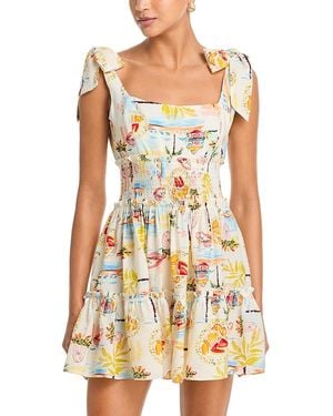 Aqua Spring Picnic Smocked Tie Tank Dress - Multicolor