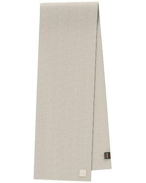 BOSS Foxon Ribbed Wool Blend Scarf - White