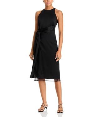 Rohe Round Neck Sleeveless Drape Detail Dress - Black