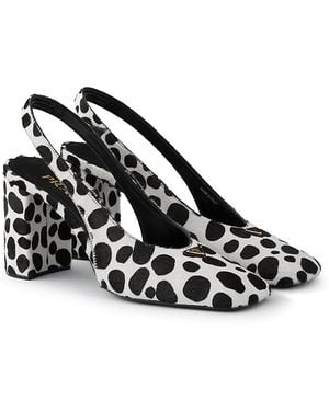 Prada Printed Calf Hair Leather Slingback Pumps - Black