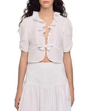 Sandro Aleo Ruffle Tie Front Top - White