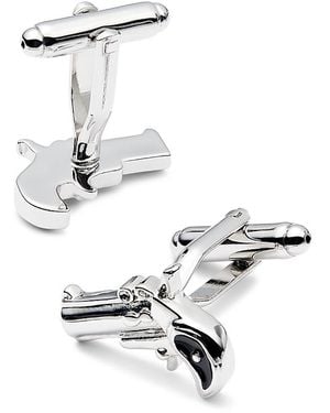 Link Up Revolver Pistol Cufflinks - White