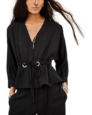Ba&sh Precila Drawstring Peplum Top - Black