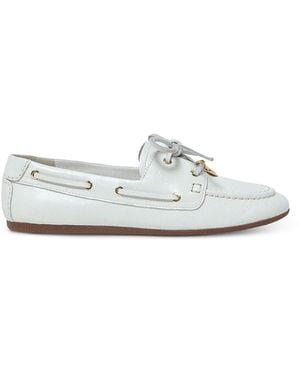 Maje Leather Boat Shoe Loafers - White