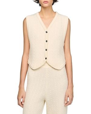 Sandro Valdo Cable Knit Vest - Natural