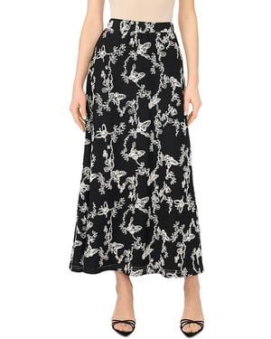 Vince Camuto Floral Chainstitch Knit Maxi Skirt - Black