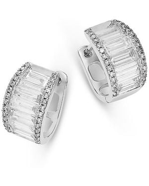 Bloomingdale's Fine Collection Diamond Baguette & Round Huggie Hoop Earrings - White
