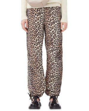 Ganni Leopard Print Drawstring Pants - Multicolor