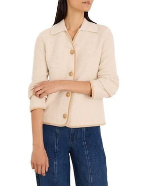 NIC+ZOE Textured Velvet Corduroy Trim Jacket - Blue