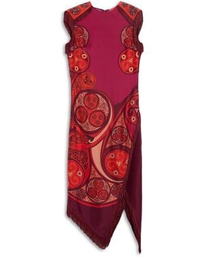 La DoubleJ Silk Scarf Printed Dress - Red
