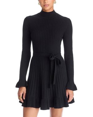 PAIGE Sandria Ribbed Mini Sweater Dress - Black