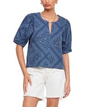 Fifteen Twenty Poof Split Neck Blouse - Blue