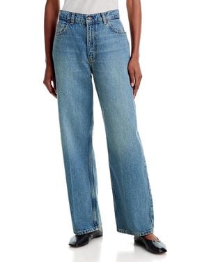 STAUD Leo High Rise Straight Jeans - Blue