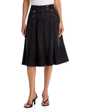 3.1 Phillip Lim Pleated Denim Midi Skirt - Black
