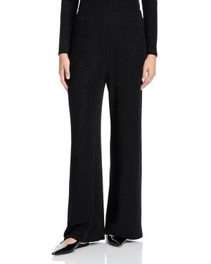 Aqua Shimmer Knit Wide Leg Pants - Black