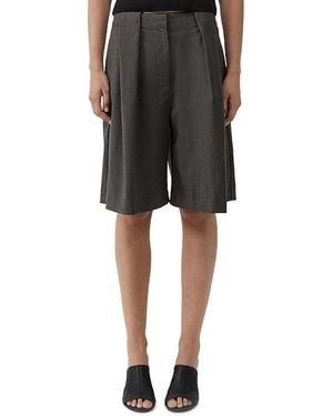 St. Agni Wool Pleat Loop Shorts - Black
