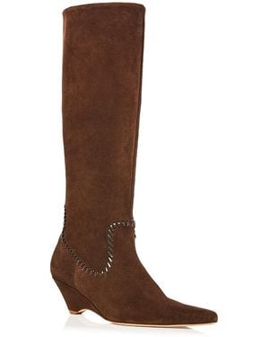 Cinq À Sept Marta Stitched Suede Knee High Boots - Brown