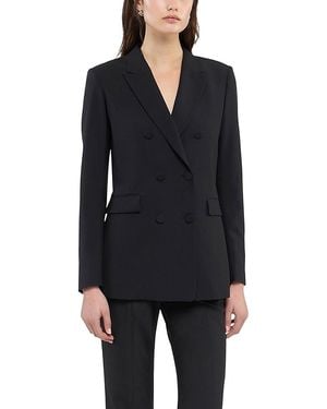 Another Tomorrow Double Breasted Jacket - Black