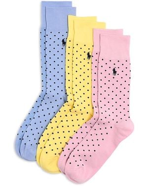 Polo Ralph Lauren Dot Crew Socks, Pack Of 3 - Pink